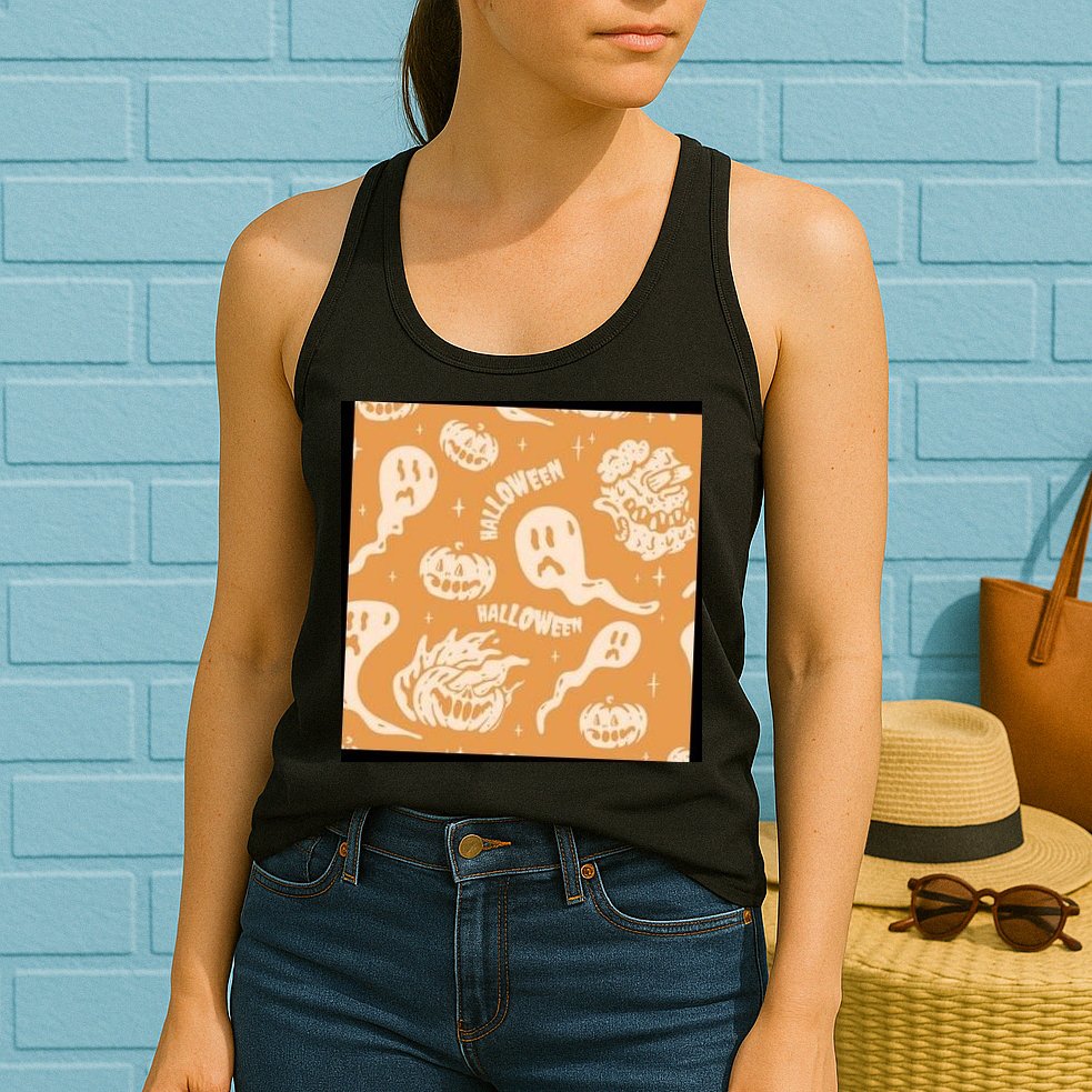 Halloween Ghosts And Pumpkins Womens Tank Top