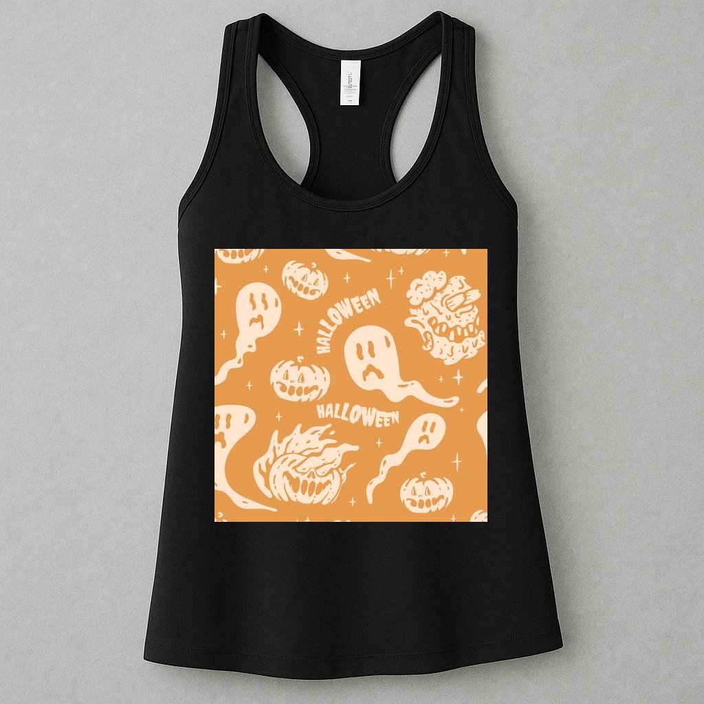 Halloween Ghosts And Pumpkins Womens Tank Top