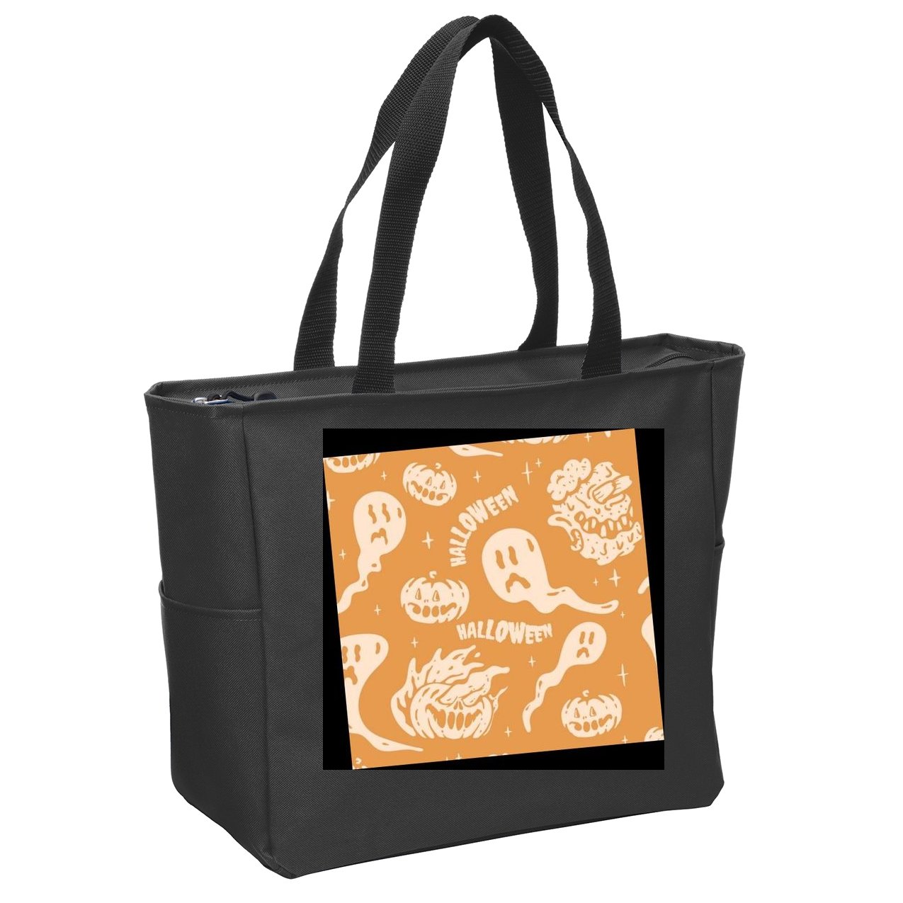 Halloween Ghosts And Pumpkins Zip Tote Bag