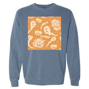 Halloween Ghosts And Pumpkins Garment-Dyed Sweatshirt