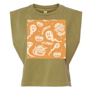 Halloween Ghosts And Pumpkins Garment-Dyed Women's Muscle Tee