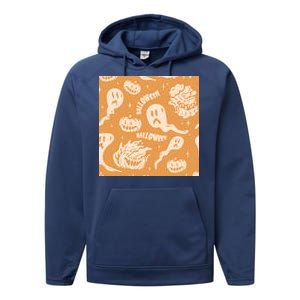 Halloween Ghosts And Pumpkins Performance Fleece Hoodie