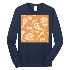 Halloween Ghosts And Pumpkins Long Sleeve Shirt