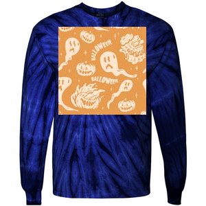 Halloween Ghosts And Pumpkins Tie-Dye Long Sleeve Shirt