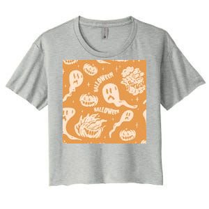 Halloween Ghosts And Pumpkins Women's Crop Top Tee