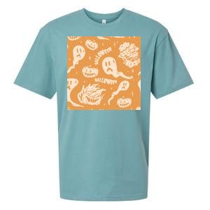 Halloween Ghosts And Pumpkins Sueded Cloud Jersey T-Shirt