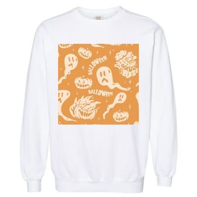 Halloween Ghosts And Pumpkins Garment-Dyed Sweatshirt