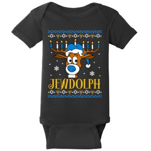 Hanukkah Gets A Humorous Touch With The Funny Jewdolph Ugly Sweater Featuring A Baby Bodysuit