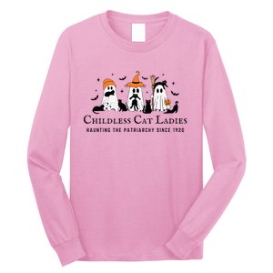 Halloween Ghost Black Cat Childless Cat Lady Kamala Harris Long Sleeve Shirt