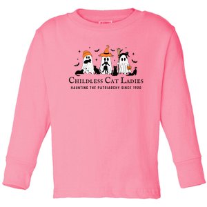 Halloween Ghost Black Cat Childless Cat Lady Kamala Harris Toddler Long Sleeve Shirt