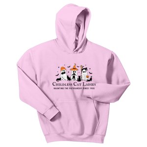 Halloween Ghost Black Cat Childless Cat Lady Kamala Harris Kids Hoodie