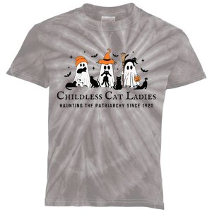 Halloween Ghost Black Cat Childless Cat Lady Kamala Harris Kids Tie-Dye T-Shirt