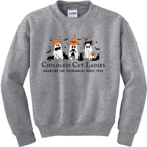 Halloween Ghost Black Cat Childless Cat Lady Kamala Harris Kids Sweatshirt