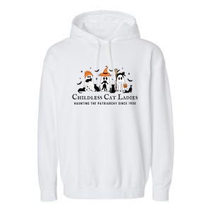 Halloween Ghost Black Cat Childless Cat Lady Kamala Harris Garment-Dyed Fleece Hoodie