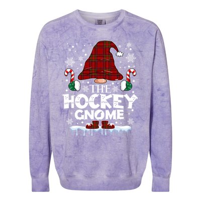 Hockey Gnome Buffalo Plaid Matching Family Christmas Pajama Gift Colorblast Crewneck Sweatshirt