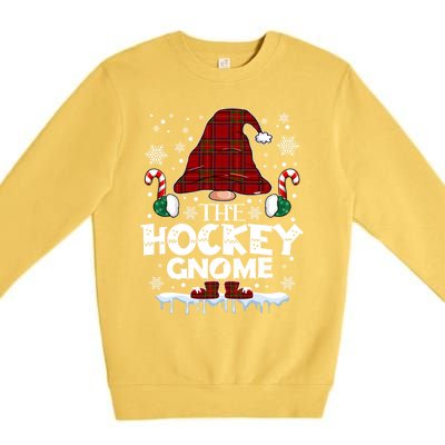 Hockey Gnome Buffalo Plaid Matching Family Christmas Pajama Gift Premium Crewneck Sweatshirt