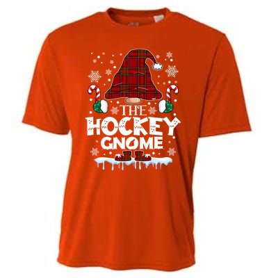 Hockey Gnome Buffalo Plaid Matching Family Christmas Pajama Gift Cooling Performance Crew T-Shirt