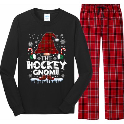 Hockey Gnome Buffalo Plaid Matching Family Christmas Pajama Gift Long Sleeve Pajama Set