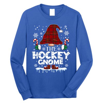 Hockey Gnome Buffalo Plaid Matching Family Christmas Pajama Gift Long Sleeve Shirt