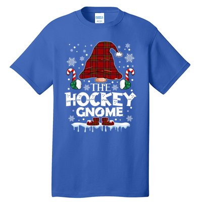 Hockey Gnome Buffalo Plaid Matching Family Christmas Pajama Gift Tall T-Shirt