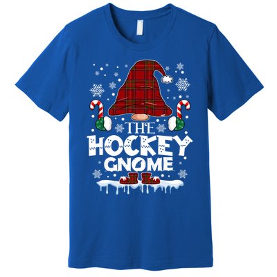 Hockey Gnome Buffalo Plaid Matching Family Christmas Pajama Gift Premium T-Shirt