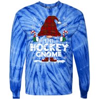 Hockey Gnome Buffalo Plaid Matching Family Christmas Pajama Gift Tie-Dye Long Sleeve Shirt