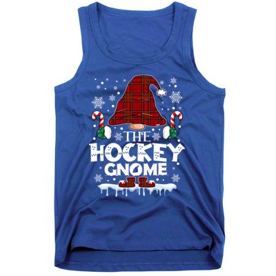 Hockey Gnome Buffalo Plaid Matching Family Christmas Pajama Gift Tank Top