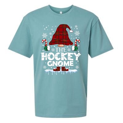 Hockey Gnome Buffalo Plaid Matching Family Christmas Pajama Gift Sueded Cloud Jersey T-Shirt