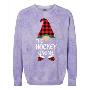 Hockey Gnome Buffalo Red Plaid Matching Christmas Pajama Gift Colorblast Crewneck Sweatshirt