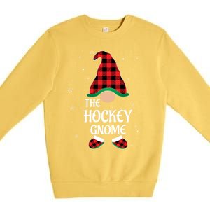 Hockey Gnome Buffalo Red Plaid Matching Christmas Pajama Gift Premium Crewneck Sweatshirt