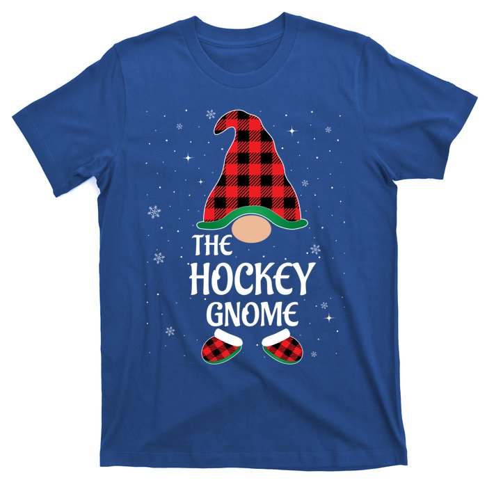 Hockey Gnome Buffalo Red Plaid Matching Christmas Pajama Gift T-Shirt