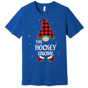 Hockey Gnome Buffalo Red Plaid Matching Christmas Pajama Gift Premium T-Shirt