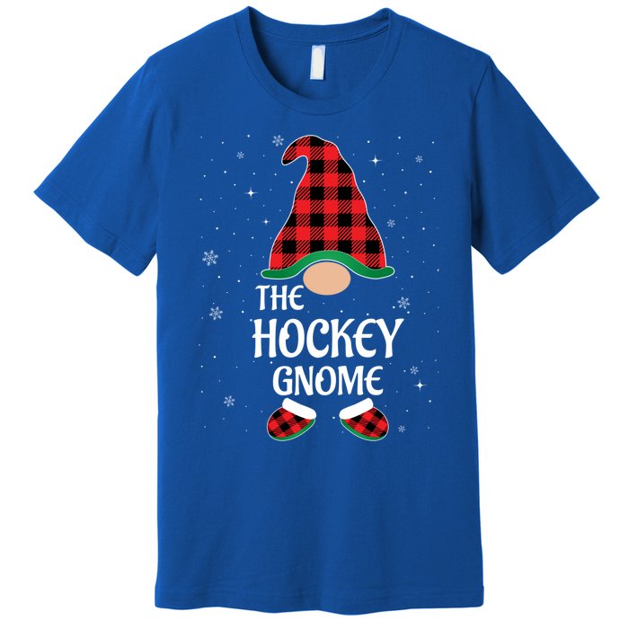 Hockey Gnome Buffalo Red Plaid Matching Christmas Pajama Gift Premium T-Shirt