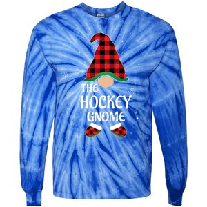 Hockey Gnome Buffalo Red Plaid Matching Christmas Pajama Gift Tie-Dye Long Sleeve Shirt