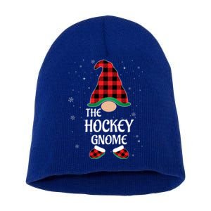 Hockey Gnome Buffalo Red Plaid Matching Christmas Pajama Gift Short Acrylic Beanie