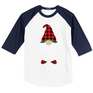 Hockey Gnome Buffalo Red Plaid Matching Christmas Pajama Gift Baseball Sleeve Shirt