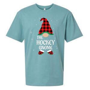 Hockey Gnome Buffalo Red Plaid Matching Christmas Pajama Gift Sueded Cloud Jersey T-Shirt