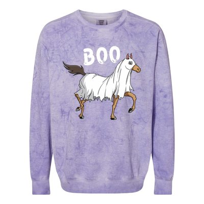 Horse Ghost Boo Equestrian Horse Lover Farmer Halloween Colorblast Crewneck Sweatshirt