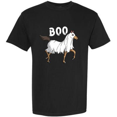 Horse Ghost Boo Equestrian Horse Lover Farmer Halloween Garment-Dyed Heavyweight T-Shirt