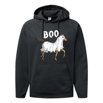 Horse Ghost Boo Equestrian Horse Lover Farmer Halloween Performance Fleece Hoodie