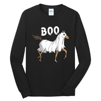 Horse Ghost Boo Equestrian Horse Lover Farmer Halloween Tall Long Sleeve T-Shirt