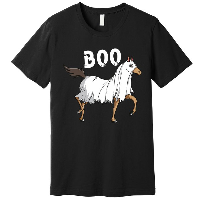 Horse Ghost Boo Equestrian Horse Lover Farmer Halloween Premium T-Shirt