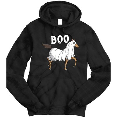 Horse Ghost Boo Equestrian Horse Lover Farmer Halloween Tie Dye Hoodie