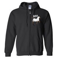 Horse Ghost Boo Equestrian Horse Lover Farmer Halloween Full Zip Hoodie