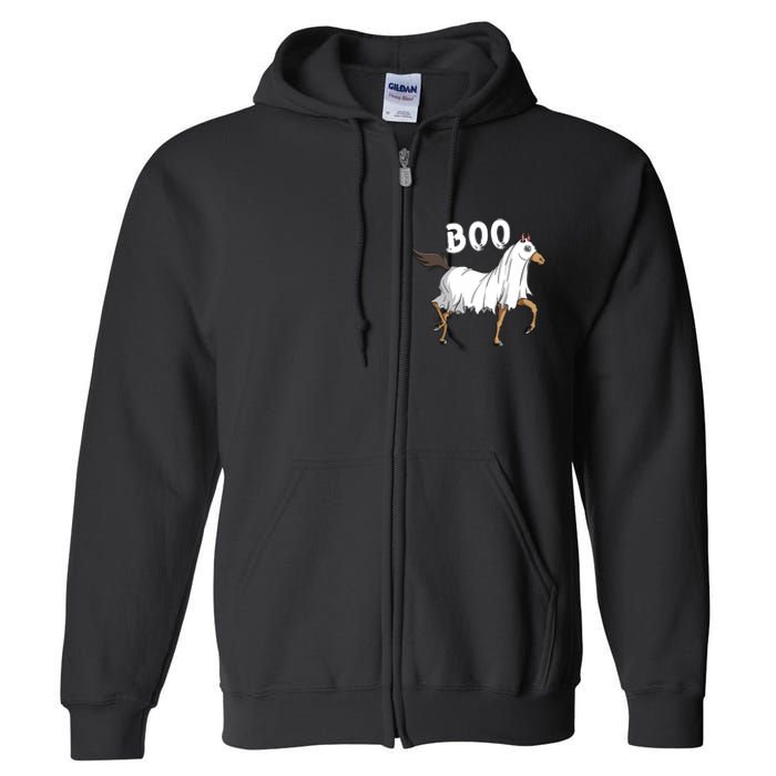 Horse Ghost Boo Equestrian Horse Lover Farmer Halloween Full Zip Hoodie