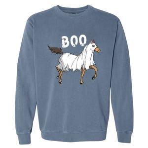 Horse Ghost Boo Equestrian Horse Lover Farmer Halloween Garment-Dyed Sweatshirt