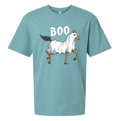 Horse Ghost Boo Equestrian Horse Lover Farmer Halloween Sueded Cloud Jersey T-Shirt