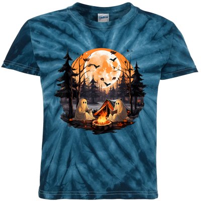 Halloween Ghost Book Reading Camping Halloween Pumpkin Kids Tie-Dye T-Shirt