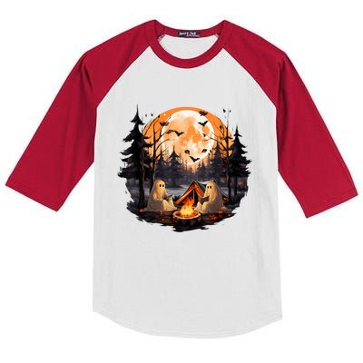 Halloween Ghost Book Reading Camping Halloween Pumpkin Kids Colorblock Raglan Jersey