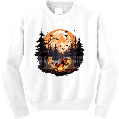 Halloween Ghost Book Reading Camping Halloween Pumpkin Kids Sweatshirt